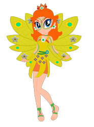 Size: 510x689 | Tagged: safe, artist:cookiechans2, artist:user15432, derpibooru import, human, equestria girls, arcanix, barefoot, barely eqg related, base used, clothes, crossover, crown, ear piercing, earring, equestria girls style, equestria girls-ified, fairy, fairy wings, fairyized, feet, fingerless gloves, gloves, jewelry, nintendo, piercing, princess daisy, rainbow s.r.l, regalia, simple background, super mario bros., transparent background, wings, winx, winx club, winxified, yellow wings