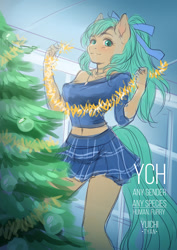 Size: 1134x1604 | Tagged: safe, artist:yuichi-tyan, derpibooru import, oc, anthro, pony, chrismas, commission, digital art, solo, ych example, ych sketch, your character here