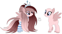 Size: 900x494 | Tagged: safe, artist:inspiredpixels, artist:tree-tokiomoon, derpibooru import, oc, oc only, oc:grace, oc:gracie, pegasus, pony, base used, base:selenaede, clothes, crown, diamond, jewelry, regalia, simple background, socks, solo, striped socks, transparent background