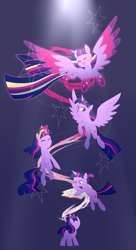 Size: 2000x3666 | Tagged: safe, artist:theroyalartofna, derpibooru import, twilight sparkle, twilight sparkle (alicorn), unicorn twilight, alicorn, pony, unicorn, age progression, big crown thingy, blank flank, book, element of magic, eyes closed, female, filly, filly twilight sparkle, glowing horn, high res, horn, jewelry, mare, open mouth, ponytail, rainbow power, reading, regalia, self ponidox, speedpaint available, spread wings, teenage twilight sparkle, wings, younger