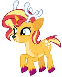 Size: 1024x1268 | Tagged: safe, artist:emeraldblast63, derpibooru import, sunset shimmer, deer, reindeer, cute, reindeerified, shimmerbetes, simple background, solo, species swap, transparent background