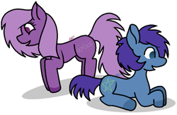 Size: 767x497 | Tagged: safe, artist:guruyunus17, derpibooru import, oc, oc only, oc:blueberries, oc:purple twisty, earth pony, pony, g2, 2019, 2021 community collab, colt, cutie mark, derpibooru community collaboration, duo, female, filly, male, mare, open mouth, simple background, stars, transparent background
