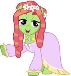 Size: 4000x4277 | Tagged: safe, artist:jeatz-axl, derpibooru import, tree hugger, earth pony, pony, absurd resolution, clothes, dress, female, gala dress, mare, raised hoof, simple background, solo, transparent background, vector