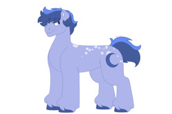 Size: 1280x854 | Tagged: safe, artist:itstechtock, derpibooru import, oc, oc:blue moon, earth pony, pony, magical gay spawn, male, offspring, parent:flash sentry, parent:star tracker, simple background, solo, stallion, white background