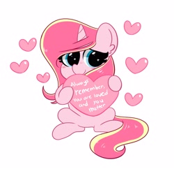 Size: 3200x3100 | Tagged: safe, artist:kittyrosie, derpibooru import, oc, oc only, oc:rosa flame, pony, unicorn, blushing, female, heart, looking at you, mare, simple background, sitting, smiling, solo, white background