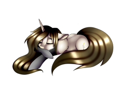 Size: 1600x1200 | Tagged: safe, artist:minelvi, derpibooru import, oc, oc only, pony, unicorn, clothes, eyelashes, eyes closed, horn, lying down, prone, simple background, sleeping, socks, solo, transparent background, unicorn oc