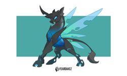 Size: 1556x940 | Tagged: safe, artist:kez, derpibooru import, oc, oc only, changeling, blue changeling, changeling oc, solo