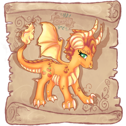 Size: 1000x1000 | Tagged: safe, alternate version, artist:kokolat_spark, derpibooru import, applejack, dragon, claws, dragonified, dragonjack, eyelashes, female, horns, nose piercing, nose ring, piercing, simple background, solo, species swap, transparent background, wings