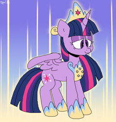 Size: 1309x1372 | Tagged: safe, artist:spritecranbirdie, derpibooru import, twilight sparkle, twilight sparkle (alicorn), alicorn, pony, cutie mark, female, future twilight, mare, redesign, solo