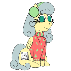 Size: 800x800 | Tagged: safe, artist:mintymelody, derpibooru import, oc, oc:rainbow ribbon, earth pony, 2021 community collab, clothes, derpibooru community collaboration, sweater