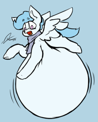 Size: 515x638 | Tagged: safe, artist:sleepy ray, derpibooru import, oc, oc only, oc:file folder, pegasus, pony, belly, big belly, clothes, fat, flying, huge belly, impossibly large belly, morbidly obese, obese, scarf, solo