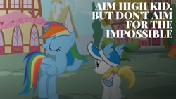 Size: 1920x1080 | Tagged: safe, derpibooru import, edit, edited screencap, editor:quoterific, screencap, lemon daze, rainbow dash, pegasus, pony, the mysterious mare do well, baseball cap, cap, hat, text