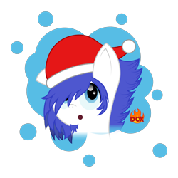 Size: 1920x1920 | Tagged: safe, artist:ragedox, derpibooru import, oc, oc:isaac pony, earth pony, pony, blue eyes, blue mane, christmas, cute, hat, head, holiday, male, santa hat, simple background, transparent background, vector