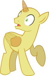 Size: 979x1495 | Tagged: safe, artist:pegasski, derpibooru import, oc, oc only, alicorn, pony, the summer sun setback, alicorn oc, bald, base, horn, looking back, male, open mouth, raised hoof, simple background, smiling, solo, stallion, surprised, transparent background, two toned wings, wide eyes, wings