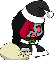 Size: 1024x1132 | Tagged: safe, artist:lazerblues, derpibooru import, oc, oc only, oc:miss eri, human, equestria girls, bags under eyes, christmas, holiday, humanized, padoru, simple background, solo, transparent background