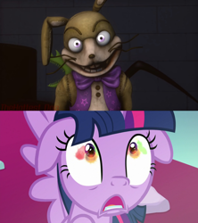 Size: 1920x2160 | Tagged: safe, derpibooru import, twilight sparkle, twilight sparkle (alicorn), alicorn, pony, the ending of the end, five nights at freddy's, five nights at freddy's vr help wanted, floppy ears, glitchtrap, nightmare fuel, shrunken pupils, terrified, the special strike, the special strike rebellion, thehottest dog, this will not end well