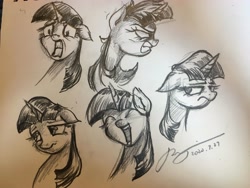 Size: 4032x3024 | Tagged: safe, artist:musical ray, derpibooru import, twilight sparkle, pony, angry, floppy ears, happy, sketch, solo, traditional art