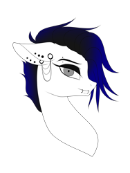 Size: 1200x1600 | Tagged: safe, artist:minelvi, derpibooru import, oc, oc only, oc:cyan crystal, pegasus, pony, bust, ear piercing, earring, eyelashes, jewelry, lip piercing, male, pegasus oc, piercing, simple background, solo, stallion, transparent background