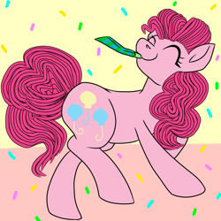 Size: 1000x1000 | Tagged: safe, artist:kibarockz79, derpibooru import, pinkie pie, earth pony, pony, female, mare, party, solo