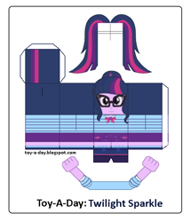 Size: 600x699 | Tagged: safe, artist:grapefruitface1, derpibooru import, sci-twi, twilight sparkle, equestria girls, arts and crafts, craft, female, glasses, papercraft, ponytail, printable, toy a day