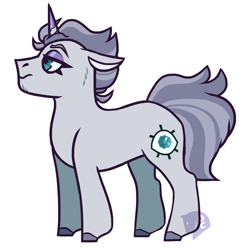 Size: 1058x1051 | Tagged: safe, artist:dalecarlian, derpibooru import, oc, oc only, oc:sterling silver, pony, unicorn, magical lesbian spawn, male, offspring, parent:maud pie, parent:rarity, parents:rarimaud, simple background, stallion, white background