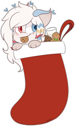 Size: 1556x2628 | Tagged: safe, artist:jetjetj, derpibooru import, part of a set, oc, oc:kei, draconequus, christmas, christmas stocking, commission, cookie, female, food, holiday, mouth hold, simple background, solo, transparent background, ych result