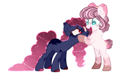 Size: 1280x816 | Tagged: safe, artist:ocelly, derpibooru import, oc, oc only, oc:eclipse, oc:sweet cake, earth pony, pony, female, mare, simple background, transparent background