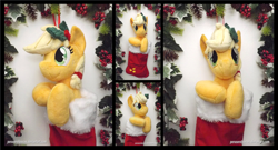 Size: 3255x1754 | Tagged: safe, artist:peruserofpieces, derpibooru import, applejack, earth pony, pony, christmas, christmas stocking, cute, female, garland, holiday, holly, jackabetes, looking at you, mare, peruserofpieces is trying to murder us, smiling, smiling at you, solo