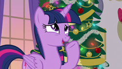 Size: 1920x1080 | Tagged: safe, derpibooru import, screencap, twilight sparkle, twilight sparkle (alicorn), alicorn, pony, the hearth's warming club, christmas, christmas tree, cute, female, hearth's warming eve, holiday, horn, mare, pointing, solo, tree, twiabetes