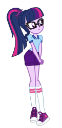 Size: 1297x2675 | Tagged: safe, artist:gmaplay, derpibooru import, sci-twi, twilight sparkle, equestria girls, camp everfree outfits, clothes, converse, everfree customs, shoes, simple background, socks, solo, transparent background