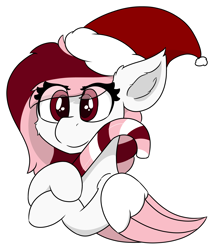 Size: 5114x5987 | Tagged: safe, artist:skylarpalette, derpibooru import, oc, oc only, oc:toricelli, pegasus, pony, bust, candy, candy cane, cheek fluff, christmas, cute, ear fluff, female, fluffy, food, happy, hat, holiday, mare, pegasus oc, santa hat, simple background, simple shading, smiling, transparent background, wings