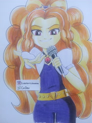 Size: 3120x4160 | Tagged: safe, artist:crydevi, derpibooru import, adagio dazzle, equestria girls, microphone, solo, traditional art