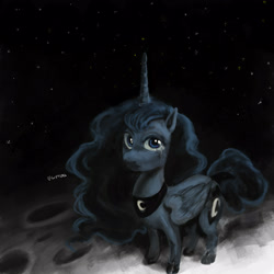 Size: 4000x4000 | Tagged: safe, artist:misstwipietwins, derpibooru import, princess luna, alicorn, pony, moon, moonscape, solo, space, stars