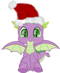 Size: 1213x1483 | Tagged: safe, artist:lincolnbrewsterfan, derpibooru exclusive, derpibooru import, part of a set, spike, dragon, .svg available, christmas, cute, happy, hat, holiday, inkscape, lincolnbrewsterfan is trying to murder us, lincolnbrewsterfan's christmas ponies, looking at you, male, santa hat, simple background, sitting, smiling at you, solo, spikabetes, svg, transparent background, vector, weapons-grade cute, winged spike, winter