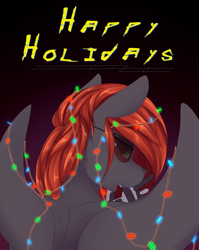 Size: 2700x3400 | Tagged: safe, artist:chapaevv, derpibooru import, oc, oc:noelle, anthro, 2021, christmas, christmas lights, cyberpunk 2077, holiday, solo