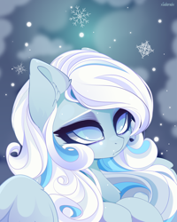 Size: 4000x5000 | Tagged: safe, artist:xsatanielx, derpibooru import, oc, oc only, oc:snowdrop, pegasus, pony, bust, female, rcf community, snow, solo, wings