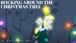 Size: 1920x1080 | Tagged: safe, derpibooru import, edit, edited screencap, editor:quoterific, screencap, derpy hooves, a hearth's warming tail, christmas, christmas tree, derpy star, holiday, solo, tree