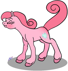 Size: 709x738 | Tagged: safe, artist:guruyunus17, derpibooru import, earth pony, pony, g2, aelita schaeffer, angry, base used, blushing, code lyoko, eyes closed, female, mare, red butt, simple background, solo, tail, transparent background