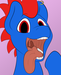 Size: 1768x2148 | Tagged: safe, artist:yannerino, derpibooru import, oc, oc:foxidro, earth pony, pony, invitation, male, mawshot, mouth, open mouth, simple background, solo, tongue out, uvula