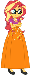 Size: 867x2094 | Tagged: safe, alternate version, artist:cartoonmasterv3, derpibooru import, sunset shimmer, human, equestria girls, clothes, humanized, long skirt, simple background, skirt, solo, transparent background, vector