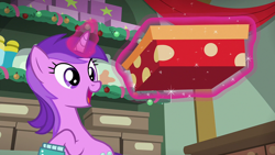 Size: 1920x1080 | Tagged: safe, derpibooru import, screencap, amethyst star, sparkler, pony, unicorn, best gift ever, female, magic, mare, solo, telekinesis