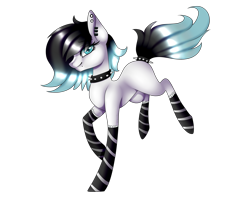 Size: 2000x1600 | Tagged: safe, artist:minelvi, derpibooru import, oc, oc only, earth pony, pony, choker, clothes, ear piercing, earring, earth pony oc, eyelashes, jewelry, piercing, simple background, socks, solo, spiked choker, striped socks, tail wrap, transparent background