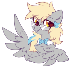 Size: 853x786 | Tagged: safe, artist:mirtash, derpibooru import, derpy hooves, pegasus, pony, bowtie, female, glasses, mare, simple background, solo, white background