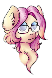 Size: 1952x2928 | Tagged: safe, artist:coco-drillo, derpibooru import, oc, oc:barpy, pegasus, pony, bust, chest fluff, cute, ear fluff, glasses, looking at you, not fluttershy, outline, pegasus oc, portrait, simple background, solo, transparent background, wings