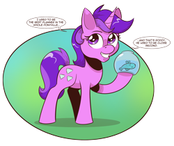 Size: 1624x1364 | Tagged: safe, artist:saturdaymorningproj, derpibooru import, amethyst star, sparkler, fish, pony, slice of life (episode), background pony, dead, simple background, smiling