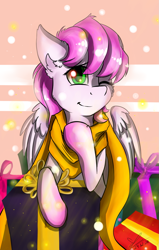 Size: 1029x1620 | Tagged: safe, artist:yuris, derpibooru import, oc, oc only, pegasus, pony, christmas, holiday, solo
