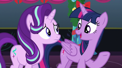 Size: 1920x1080 | Tagged: safe, derpibooru import, screencap, starlight glimmer, twilight sparkle, twilight sparkle (alicorn), alicorn, pony, unicorn, a hearth's warming tail, duo, female, mare