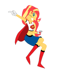 Size: 1024x1190 | Tagged: safe, artist:meaing2003, derpibooru import, sunset shimmer, equestria girls, solo, supergirl