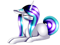 Size: 1600x1200 | Tagged: safe, artist:minelvi, derpibooru import, oc, oc only, unicorn, eyes closed, hair over one eye, horn, looking back, lying down, prone, simple background, solo, transparent background, unicorn oc
