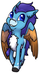 Size: 646x1214 | Tagged: safe, artist:safizejaart, derpibooru import, oc, oc only, pegasus, chest fluff, colored wings, multicolored wings, pegasus oc, simple background, smiling, wings